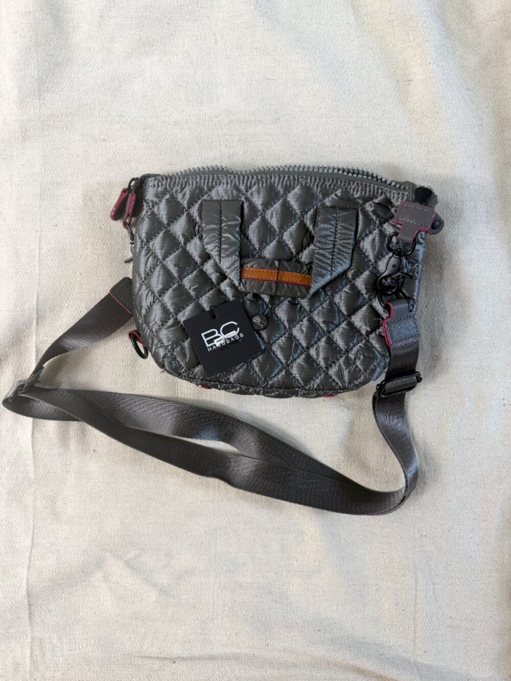NWT BC Bags Alondra Quilted Handbag Pewter